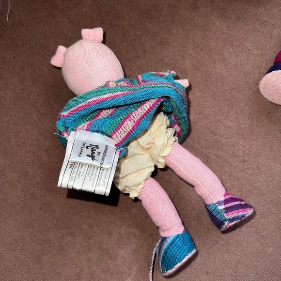 Handcrafted by Nangi Petticoat Doll Company 2 Little Pig Set SRI LANKA - Picture 4 of 5